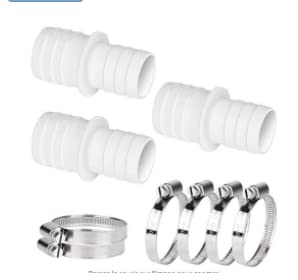 4 Stücke Pool-Schlauchadapter Doppelschlauchtülle, Schlauchverbinder für Poolschlauch Inline Pond Hose Jointer, PP Inline-Teichschlauchverbindern Geeignet für 27-32mm Rohr (Weiß) von Kioiner