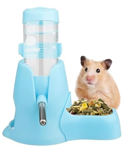 Hamster Trinkflasche, 125 ml Kleintiertränke, Blau Nager Trinkflasche, Hamster Wasserflasche Wasserspender mit Ständer Spender, Haustierzubehör für Häschen, Chinchilla, Igel, Eichhörnchen, Frettchen von Kioiner