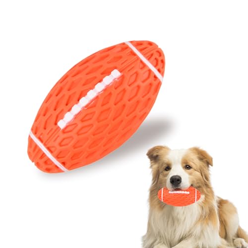 Hundespielzeug, Quietschspielzeug Hund, 9.5 x 5 cm Hundespielzeug Ball aus Naturkautschuk, Interaktives Hundespielzeug mit Reifenprofil, für Mittlere Kleine Haustiere Interaktives Spielen, Orange von Kioiner