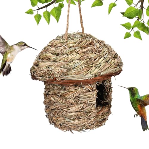 Kioriur Handgewebtes Vogelnest, Vogelhaus im Freien - Atmungsaktive Gras-Kolibri-Häuser - Baumelnde Vogelhäuser, rustikales Kolibri-Nest für drinnen und draußen Kioriur Handgewebtes Vogelnest, Vogelhaus im Freien - Atmungsaktive Gras-Kolibri-Häuser - Baumelnde Vogelhäuser, rustikales Kolibri-Nest für drinnen und draußen von Kioriur