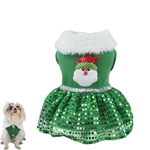 Kioriur Haustier-Weihnachtsrock – glitzerndes Weihnachtskleid für Hunde, Weihnachtsmann-Thema | Hundekleider, Outfits, Mädchen-Hundekleidung, Katzenmantel, Hundejacken, Wa von Kioriur