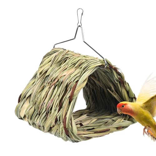 Vogelhaus Käfig - Hängende Nesthängematte, Nest Bett Hängen | Handgewebte Dreiecksform Stabiles Vogelnest Hängbar, Einfache Installation Multifunktionales Schlafbett mit Metallhaken für Vogelhaus Käfig - Hängende Nesthängematte, Nest Bett Hängen | Handgewebte Dreiecksform Stabiles Vogelnest Hängbar, Einfache Installation Multifunktionales Schlafbett mit Metallhaken für von Kioriur