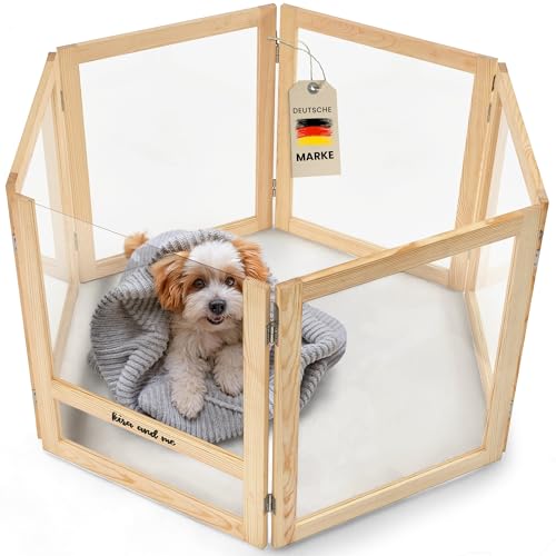 Emma Hundelaufstall Welpenauslauf [Massivholz Acrylglas] Welpenlaufstall mobiler Hundezaun | modernes Design | 60cm hoch von Kira and me