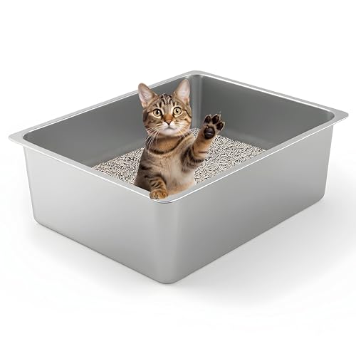 Kirecoo Katzentoilette aus Edelstahl – Metall-Katzentoilette, hohe Seiten, große Edelstahlbox, Katzentoilette, antihaftbeschichtet, kein Geruch, leicht zu reinigen, Haustier-Toilettenzubehör für Kirecoo Katzentoilette aus Edelstahl – Metall-Katzentoilette, hohe Seiten, große Edelstahlbox, Katzentoilette, antihaftbeschichtet, kein Geruch, leicht zu reinigen, Haustier-Toilettenzubehör für von Kirecoo