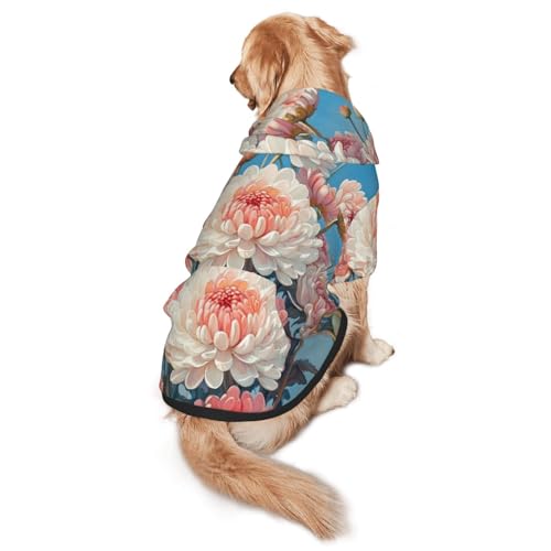 Blooming Chrysanthemen Hunde-Kapuzenpullover, weiches und atmungsaktives Polyester, Haustierkleidung für mittelgroße und große Hunde von Kirrowe