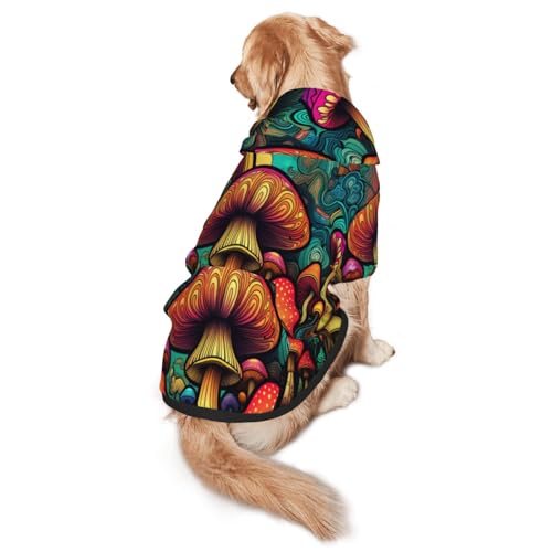 Growing Mushrooms Hunde-Kapuzenpullover, weiches und atmungsaktives Polyester, Haustierkleidung für mittelgroße und große Hunde von Kirrowe