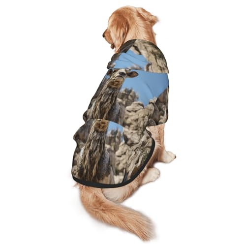 Hunde-Kapuzenpullover "Deer On The Cliff", weiches und atmungsaktives Polyester-Haustierkleidung für mittelgroße und große Hunde von Kirrowe