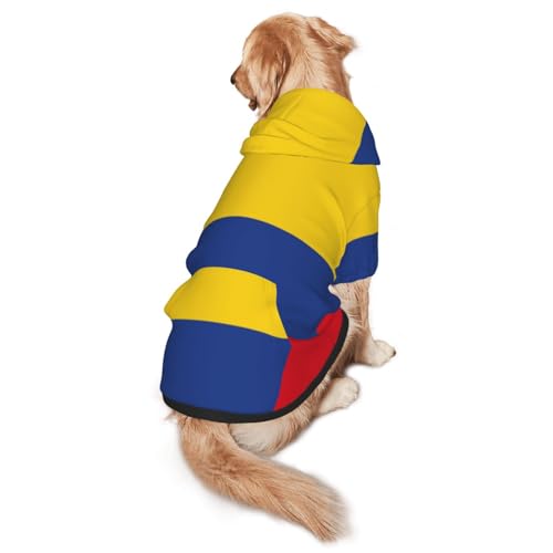 Hunde-Kapuzenpullover mit Flagge von Kolumbien, weiches und atmungsaktives Polyester, Haustierkleidung für mittelgroße und große Hunde von Kirrowe