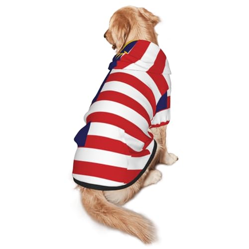 Hunde-Kapuzenpullover mit Malaysia-Flagge, weiches und atmungsaktives Polyester, Haustierkleidung für mittelgroße und große Hunde von Kirrowe