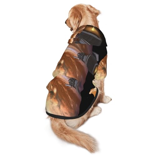 Hunde-Kapuzenpullover mit Raumschiffen im Weltraum, weiche und atmungsaktive Polyester-Haustierkleidung für mittelgroße und große Hunde von Kirrowe