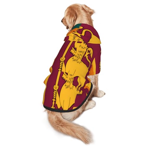 Hunde-Kapuzenpullover mit Sri Lanka-Flagge, weiches und atmungsaktives Polyester, Haustierkleidung für mittelgroße und große Hunde von Kirrowe