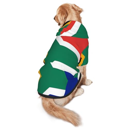 Hunde-Kapuzenpullover mit Südafrika-Flagge, weiches und atmungsaktives Polyester, Haustierkleidung für mittelgroße und große Hunde von Kirrowe