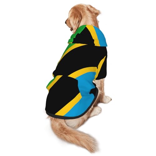 Hunde-Kapuzenpullover mit Tansania-Flagge, weiches und atmungsaktives Polyester, Haustierkleidung für mittelgroße und große Hunde von Kirrowe