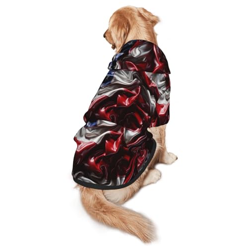 Hunde-Kapuzenpullover mit USA-Flagge, weiches und atmungsaktives Polyester, Haustierkleidung für mittelgroße und große Hunde von Kirrowe