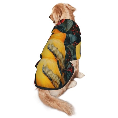Hunde-Kapuzenpullover mit Vögeln in Obstbäumen – weiches und atmungsaktives Polyester-Haustierkleidung für mittelgroße und große Hunde von Kirrowe