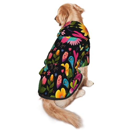 Hunde-Kapuzenpullover mit abstraktem Blumenmuster, weiches und atmungsaktives Polyester, Haustierkleidung für mittelgroße und große Hunde von Kirrowe