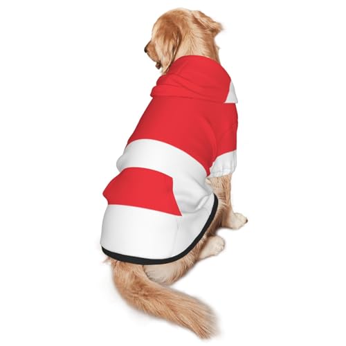 Hunde-Kapuzenpullover mit indonesischer Flagge, weiches und atmungsaktives Polyester, Haustierkleidung für mittelgroße und große Hunde von Kirrowe