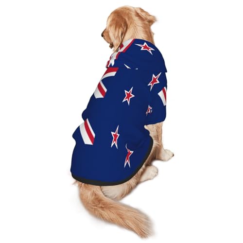 Hunde-Kapuzenpullover mit neuseeländischer Flagge, weiches und atmungsaktives Polyester, Haustierkleidung für mittelgroße und große Hunde von Kirrowe