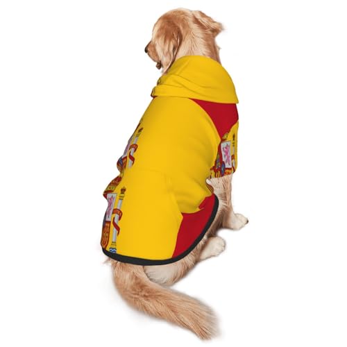 Hunde-Kapuzenpullover mit spanischer Flagge, weiches und atmungsaktives Polyester, Haustierkleidung für mittelgroße und große Hunde von Kirrowe