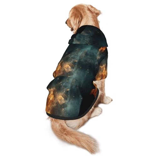 Weltraum-Galaxie-Hunde-Kapuzenpullover, weiches und atmungsaktives Polyester, Haustierkleidung für mittelgroße und große Hunde von Kirrowe