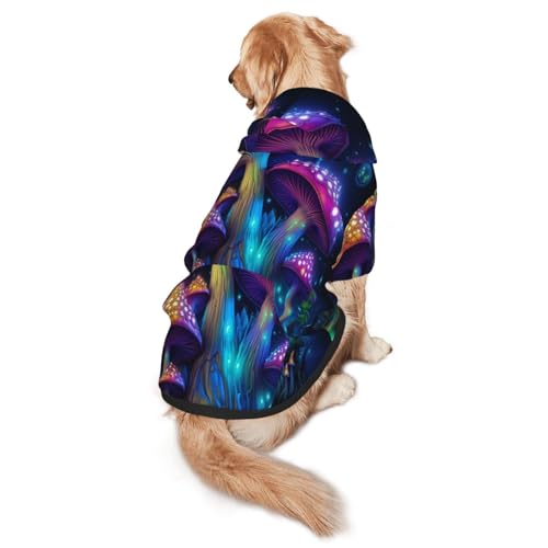 Wunderschön leuchtende Pilze Hunde-Kapuzenpullover – weiche und atmungsaktive Polyester-Haustierkleidung für mittelgroße und große Hunde von Kirrowe