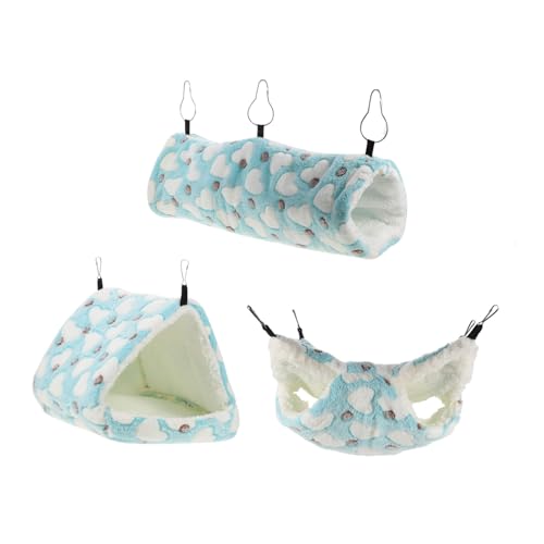 Kisangel 1 Satz Hamster Hängematte Set Weicher Plüsch Tunnel für Hamster und Meerschweinchen Warmes Nest für Kleine Haustiere Hängedesign und Spielmöglichkeit von Kisangel