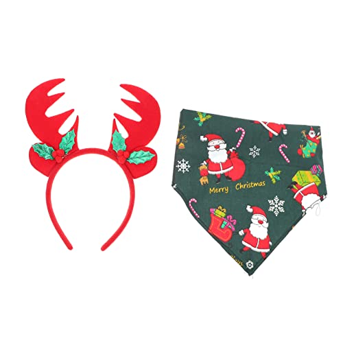 Kisangel 1 Satz Haustier-Weihnachtskopfbedeckung Weihnachtsbandanas Weihnachts-Welpen-Dreieck-Lätzchen Weste hundeschal Weihnachten Hundehalsband Weihnachten Hund kostüm zubehör Hundeschals von Kisangel