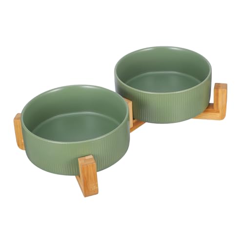 Kisangel Eleganter Katzenfutterspender Doppelnapf Katzenfutternapf Aus Keramik Holzständer Stabile Konstruktion Kisangel Eleganter Katzenfutterspender Doppelnapf Katzenfutternapf Aus Keramik Holzständer Stabile Konstruktion von Kisangel