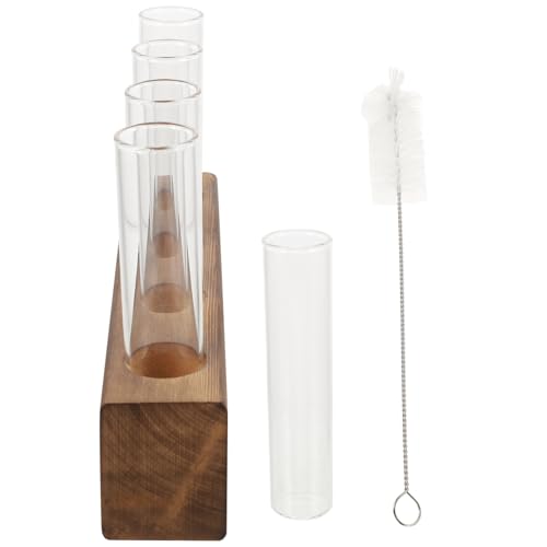 Kisangel Hydroponische Pflanzenanzuchtstationen Reagenzglas-Set 4-Loch-glaspflanzgefäß Für Zimmerpflanzen Dekoratives Glas Holzsockel Kisangel Hydroponische Pflanzenanzuchtstationen Reagenzglas-Set 4-Loch-glaspflanzgefäß Für Zimmerpflanzen Dekoratives Glas Holzsockel von Kisangel