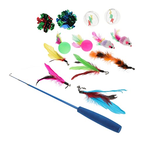 Kisangel 1satz Interaktiver Katzenangel-Stick Teiligem Spielzeugset Für Indoor Und Outdoor-Katzen Feder Und Katzenspielzeug Für Mehr Spaß Und Bewegung Beim Spielen von Kisangel