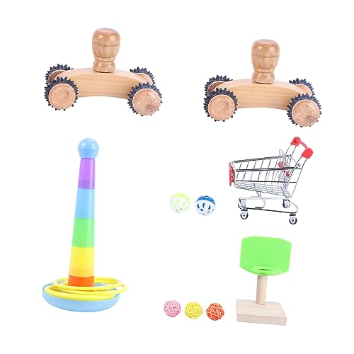 Kisangel Papagei-basketballkorb-Skateboard-Set Vogel-kauspielzeug Pädagogisch Unterhaltsam Für Papageien Unzertrennliche Wellensittiche Zufällige Auswahl von Kisangel