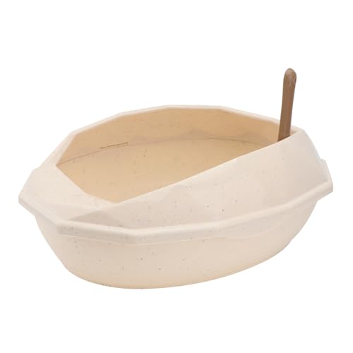 Kisangel 1 Stück Katzentoilette mit Halbgeschlossener Klappe Spritzschutz Katzenstreu Toilette Kunststoff Katzentoilette mit Schaufel Dot Muster in Khaki für Innenräume und Kisangel 1 Stück Katzentoilette mit Halbgeschlossener Klappe Spritzschutz Katzenstreu Toilette Kunststoff Katzentoilette mit Schaufel Dot Muster in Khaki für Innenräume und von Kisangel