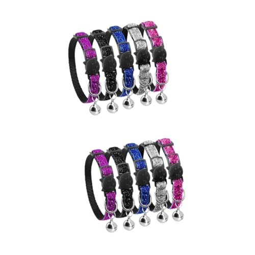 Kisangel 10 STK Katzenhalsband Bunte Welpenhalsbänder für kleine Welpen sicherheitsschloss Kitten Halsband Welpenhalsband Welpen-ID-Halsband Haustierzubehör Funkeln Schleife von Kisangel