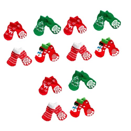 Kisangel 12 Paare Weihnachtssocken für Haustiere Pfotenpolsterschutz Welpensocken rutschfeste Socken wärmende socken warme Socken Baumwollsocken für Haustiere VIP von Kisangel
