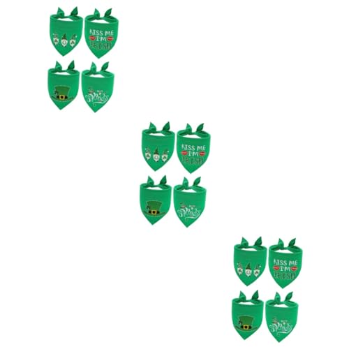 Kisangel 12 STK Dreieckstuch Für Haustiere Osterhundehalstuch Hundelätzchen Grünes Shamrock-haustierbandana Grüner Schal Patrick Haustierschal Irland Reine Baumwolle von Kisangel