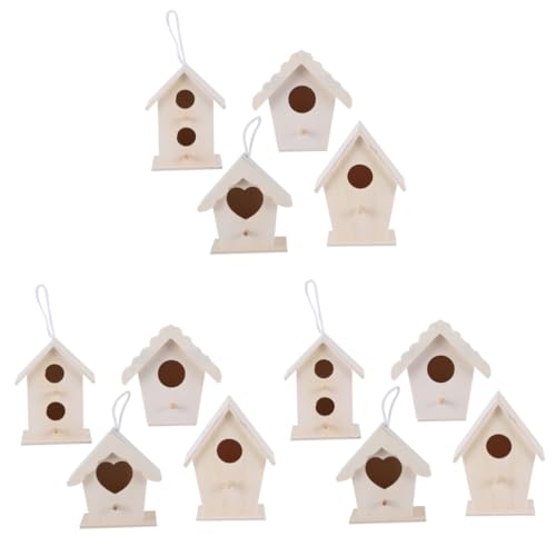 Kisangel 12 STK Spielzeug Für Haustiere Unfertige Vogelhäuschen Bemalbares Vogelhaus Mini-tierspielzeug Natürliche Wohndekoration Holzdekor Vogelnest Kunsthandwerk Hölzern von Kisangel
