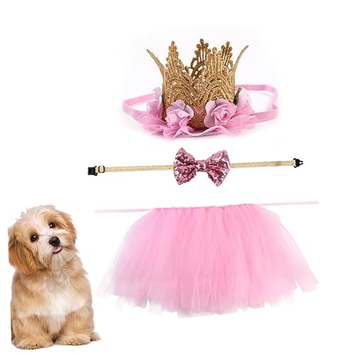 Kisangel 12-teiliges Hunde-Cosplay-Party-Outfit Stilvolles Haustier-kostüm-Set Kleid Krawatte Und Kopfschmuck Für Hunde von Kisangel