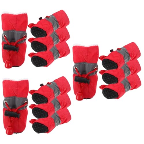 Kisangel 12 STK rutschfeste Schuhe für Haustiere Krallen praktische Hundeschuhe rutschfeste Welpenschuhe Kordelzug Schuhschutz Hündchen Stiefel Haustierschuhe Stoff rot Kisangel 12 STK rutschfeste Schuhe für Haustiere Krallen praktische Hundeschuhe rutschfeste Welpenschuhe Kordelzug Schuhschutz Hündchen Stiefel Haustierschuhe Stoff rot von Kisangel