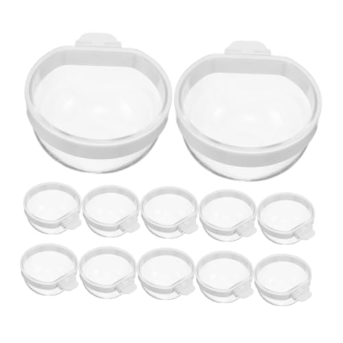 Kisangel 12 Stück Kleine Transparente Vogeltränke Futternapf mit Antispritz-Design Abnehmbar und Hängend Geeignet für Papageien Wellensittiche Nymphensittiche Kleine Vögel von Kisangel