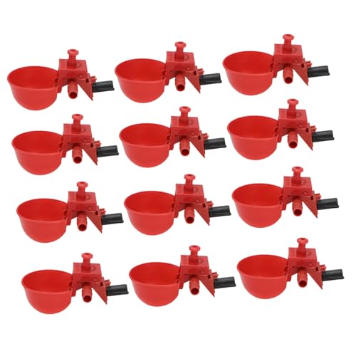 Kisangel 12 Stück Teiliges Verstellbare Automatische Tränke für Hühner und Vögel Roter Abs wassernapf mit Anschluss Langlebige Geflügel wassertränke für Tauben Wachteln und Zufällige Farbe von Kisangel