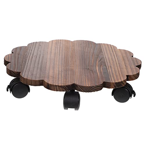 Kisangel 1pc Holz Blumentopf Füße Basis Tablett Beweglichen Blumentopf Schlösser 35cm Kaffee von Kisangel
