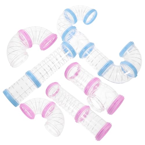 Kisangel 2 Sätze Externe Hamsterröhren DIY Verbindungsrohr Spieltunnel Transparent für Hamster Kleintiere Sittiche zur Käfigerweiterung und Bewegungsspiel von Kisangel