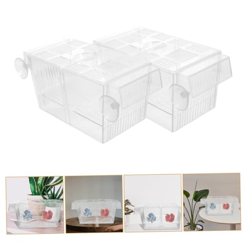 Kisangel 2 Stück Aquarium Fischzuchtbox mit Saugnäpfen Transparentes Jungfisch Aufzuchtbecken Doppelwandiger Ablaichkasten zur Trennung Aggressiver Fische Langlebig und Leicht zu Reinigen von Kisangel