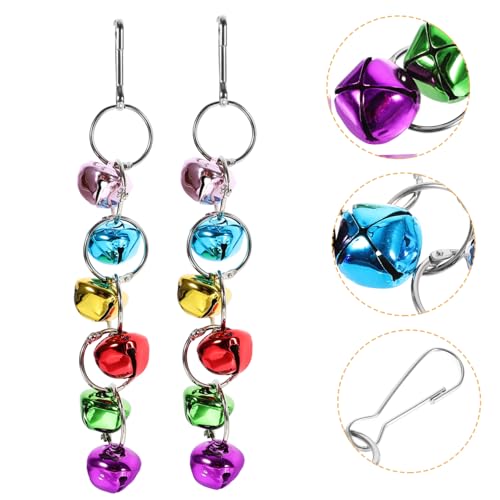 Kisangel 2 Stück Bunte Kletterglocken für Papageien Metallglocken mit Kette für Vögel Zubehör für Käfige für Wellensittiche und Nymphensittiche Zufällige Farbe von Kisangel