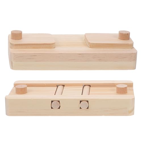 Kisangel 2 Stück Hamsterfutter Versteckter Ort Hamsterspielzeug Nagetier Haustier Spielzeugtiere Kaninchen Klein Drinnen Nahrungssuche Futterspender Anregend Kiefernholz Beige von Kisangel