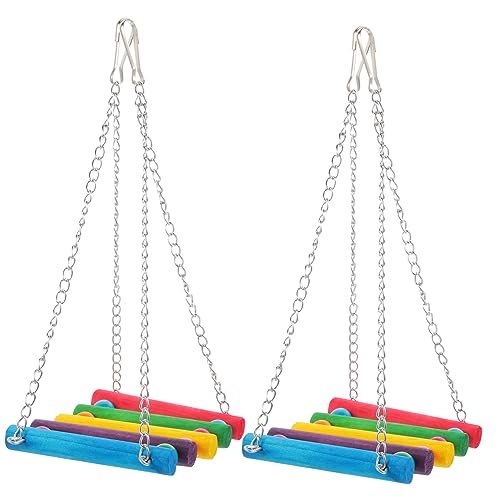 Kisangel 2 Stück Holz Schaukel für Papageien Vogel Accessoires für Käfigzubehör und Spielplatzgestaltung von Kisangel