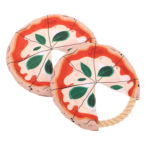 Kisangel 2 Stück Hundespielzeug Fliegende Scheibe mit Baumwollseil Bissfestes Pizza-Design Interaktives Outdoor Trainingsspielzeug für Welpen Sanftes Sicheres Apportier Kau von Kisangel