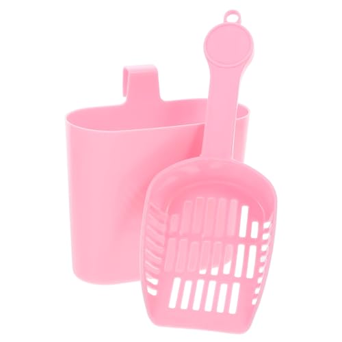 Kisangel 2 Stück Katzenstreu-Schaufel-Set Abfallschaufel mit Halter schaufelfreie Katzentoiletten Abfallschaufel aus Metallstreu Scoop Katzenschaufelhalter Müllschaufel Abs Rosa von Kisangel