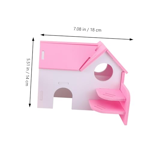 Kisangel 2 Stück PVC Hamsterhaus Doppelschichtige Holzvilla für Kleine Kleintiere Wie Hamster Mäuse und Igel mit Runden Öffnungen als Versteck und Spielhaus von Kisangel
