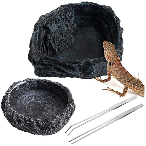 Kisangel Wassernäpfe Für Schildkrötenaquarien Und Reptilien 2 Futternäpfe Aus Kunstharz Mit Für Geckos Eidechsen Schlangen Und Frösche von Kisangel